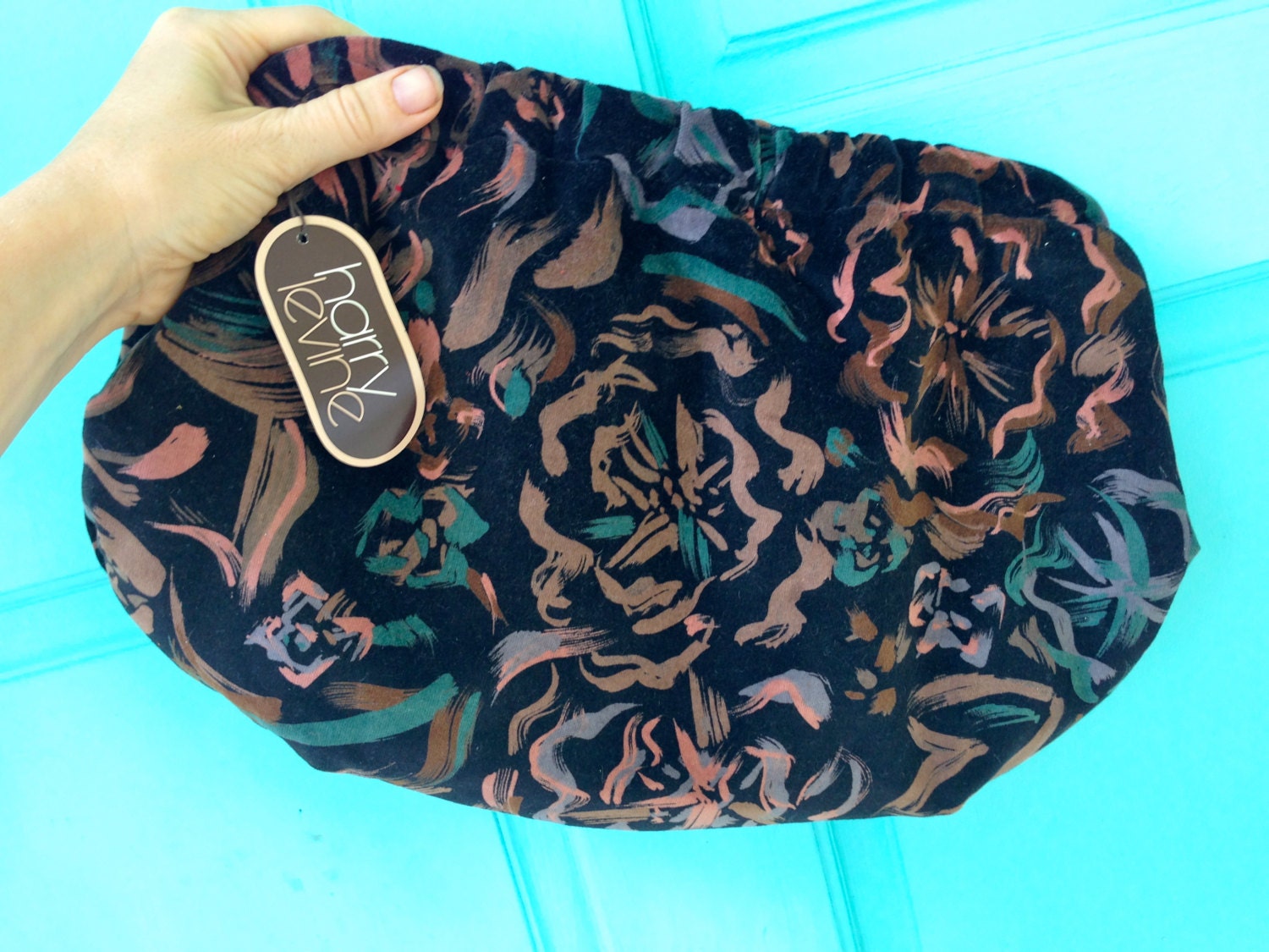 Vintage 70s-80s Velvet Giant Clutch Handbag New With Tags by Harry Levine