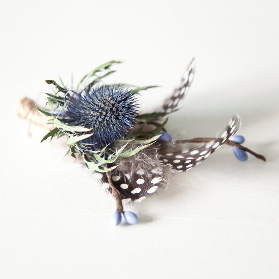 Simple Mens Thistle Boutonniere/Buttonhole