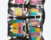 Mela's Rohrshach Shibori Block Dyed Wool Silk Blend Felt Scarf - Mela