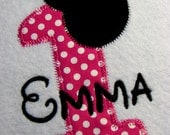 Personalized Minnie Mouse Number shirt for infants toddler or girls sizes. Hot pink polka dots. SHORT  SLEEVES