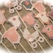 Mini Onesie Cupcake cake toppers baby shower decoration and baby carriage stroller toppers BABY GIRL pink grey white