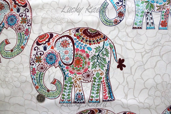 Valori Wells, Karavan, Marrakech Elephant Artisan Fabric - Remnant 1 yard and 26 inches