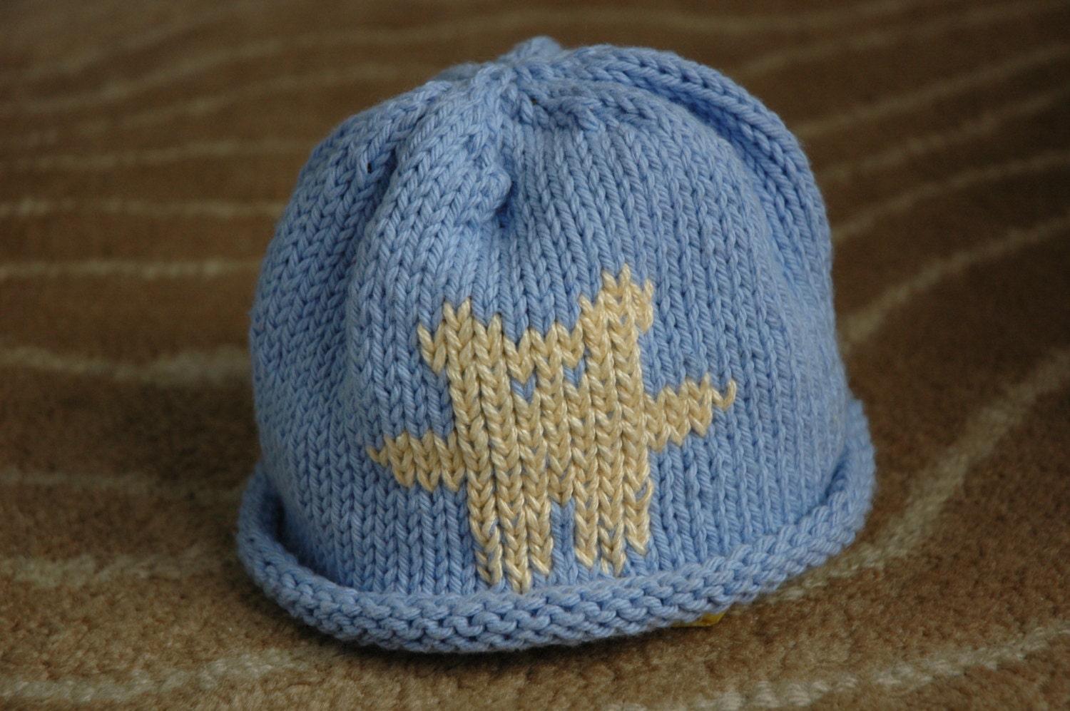 Handknit teddy bear baby hat