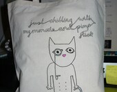 Hand Drawn "just chilling with my monocle and pimp stick" Tote Bag