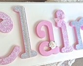 Custom Baby Name Sign - Wooden Nursery Letters- Childrens Room - PINK AND GRAY- Girl Room Nursery Decor -Personalized Name Art