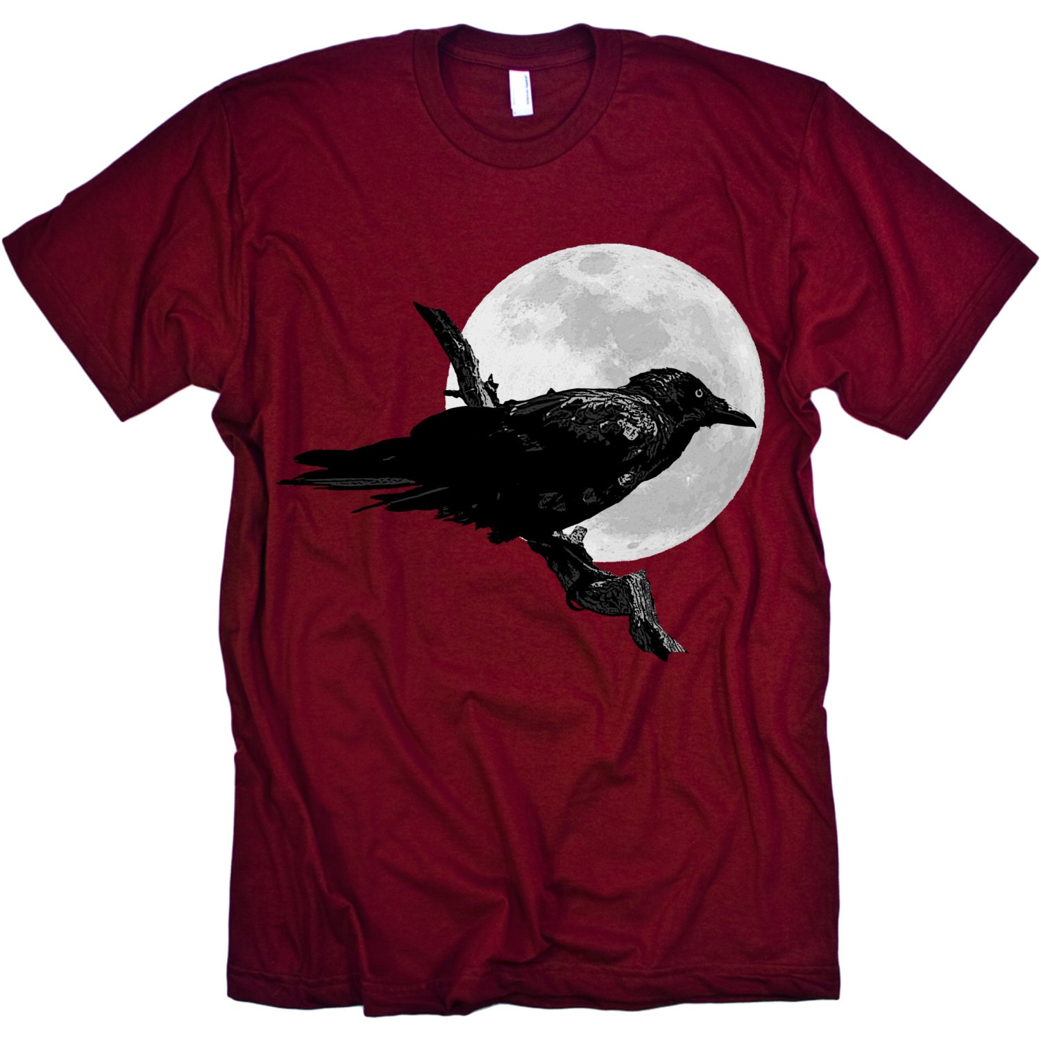Morbid Moon Raven (cranberry) MENS American Apparel Tshirt