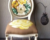 Yellow/Brown Louis XVI chair w/Rose/Peony design Set of 2 or Buy 1