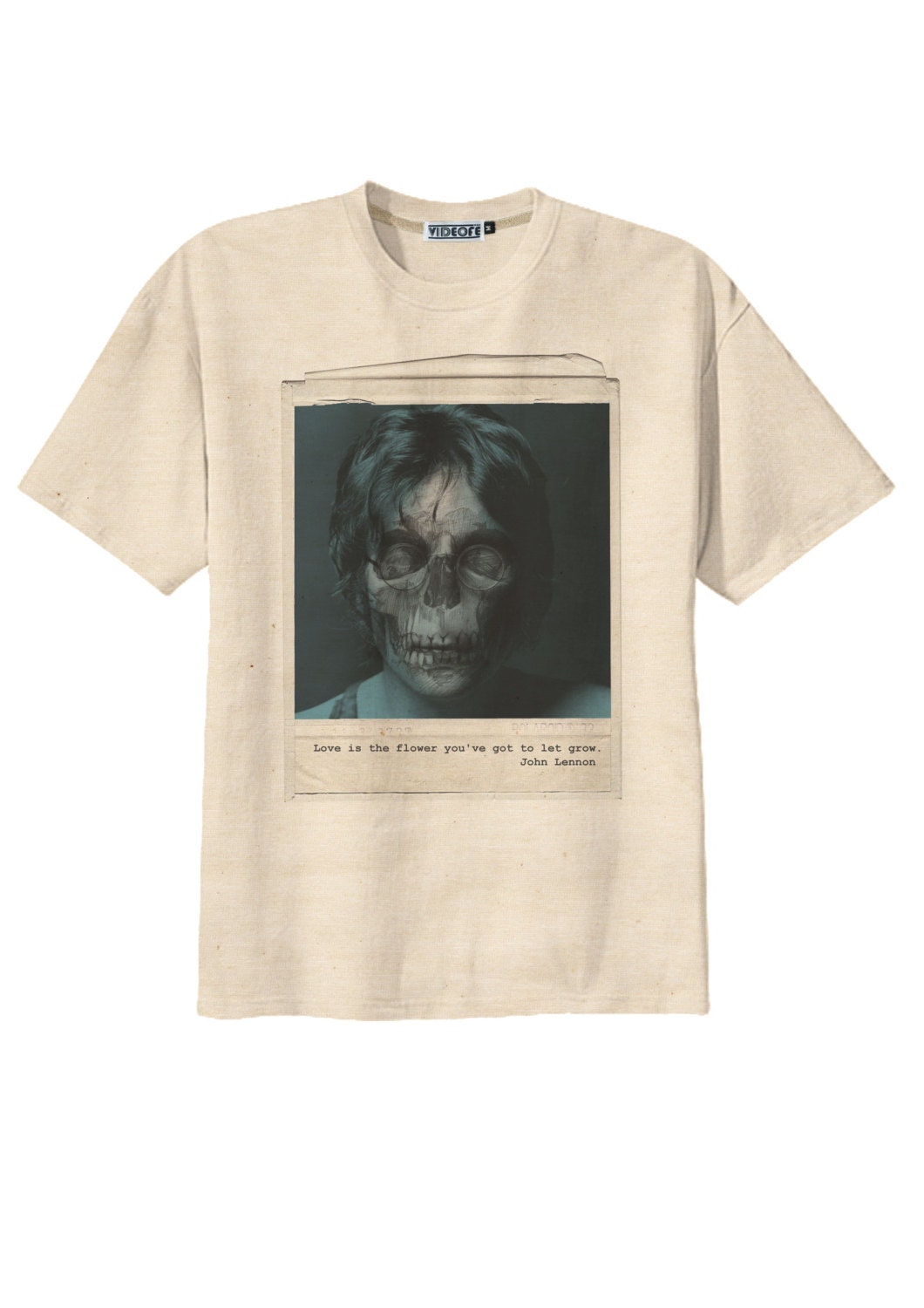 Retro John Lennon Skull Rock Polaroid T-Shirt Tee Organic Cotton Vintage Look Size S M L