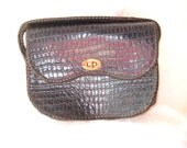 Navy faux alligator purse,  60s handbag, bag purse