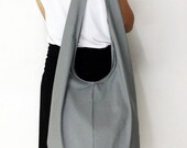 Handmade Canvas Bag Shoulder bag Sling bag Hobo bag Boho  bag Messenger bag Crossbody Purse - Gray