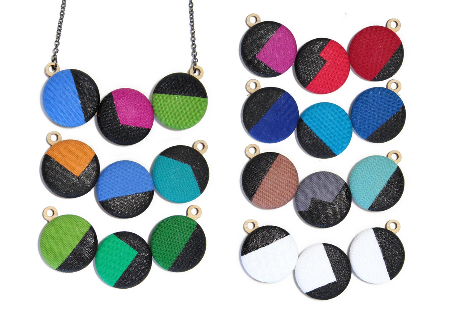 Geometric Black High Gloss Necklace - Hand Painted