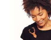 Deer wooden brooch