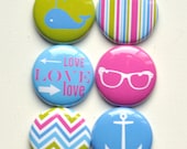 Set of 6 Preppy Flair Craft Badges Pins