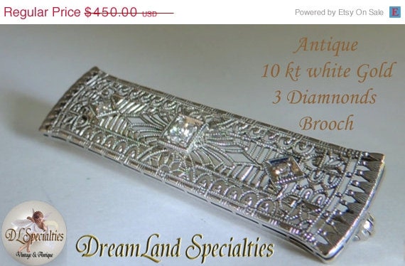 50% SALE Victorian Diamond Filigree Brooch Antique