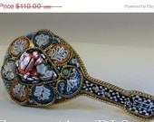 50% SALE Antique Italian Micro Mosaic Trombone Clasp Brooch Handmade in Italy