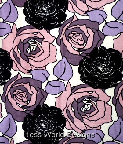 Block Velvet Upholstery  Floral Purple Pink  Per Fat Quarter. BV001A