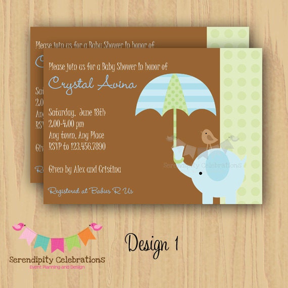 DIY Digital PINK or BLUE Elephant Invitation -Personalized Invitation by Serendipity Party Shop