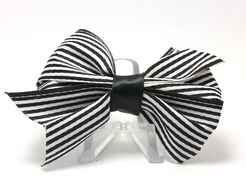 Adorable Little Black And White Striped Hair Bow