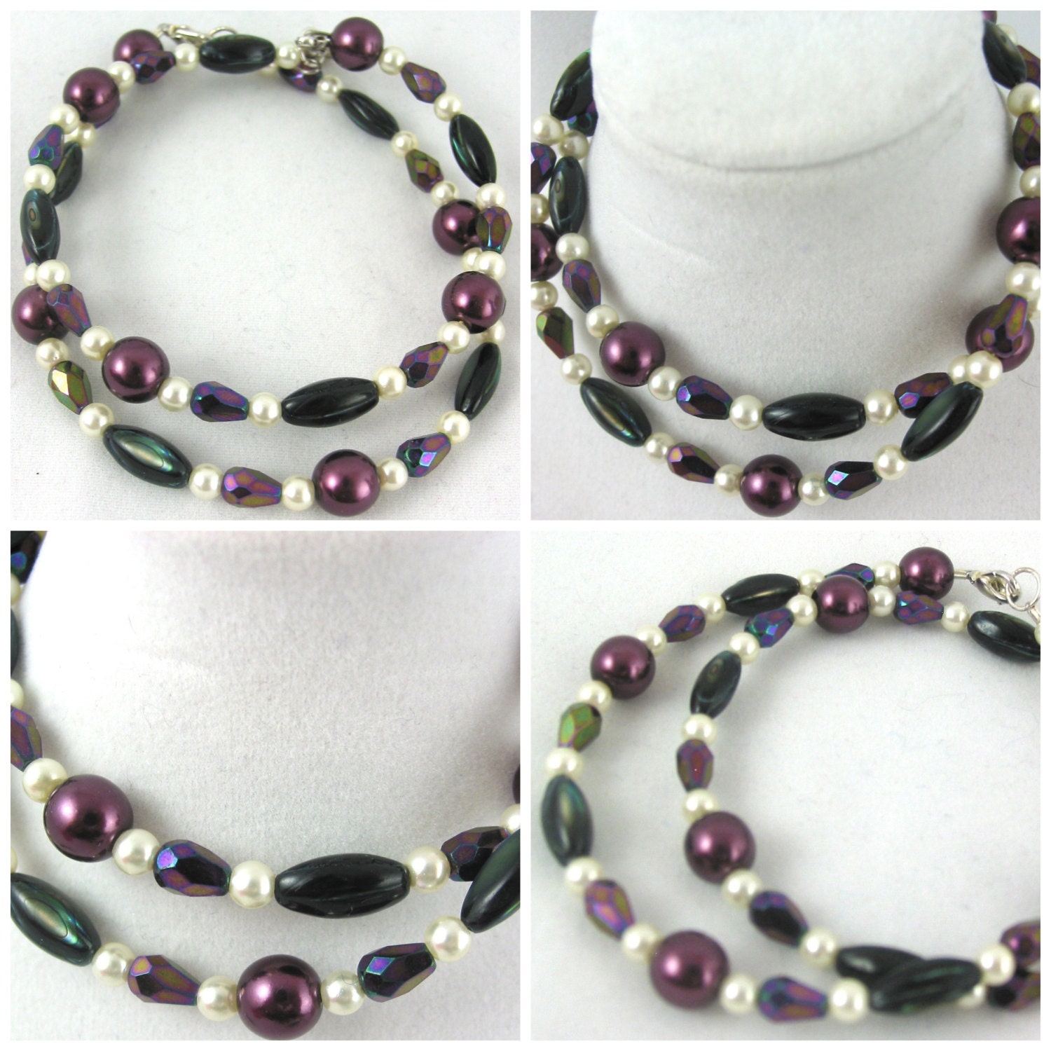 2 Purple Shimmer with purple and white Bracelets