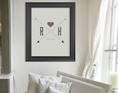 Personalized Gift Art Print // Custom Bridal Shower Present // Monogram Wedding Gift Print // Housewarming Gift // Love Heart and Arrows