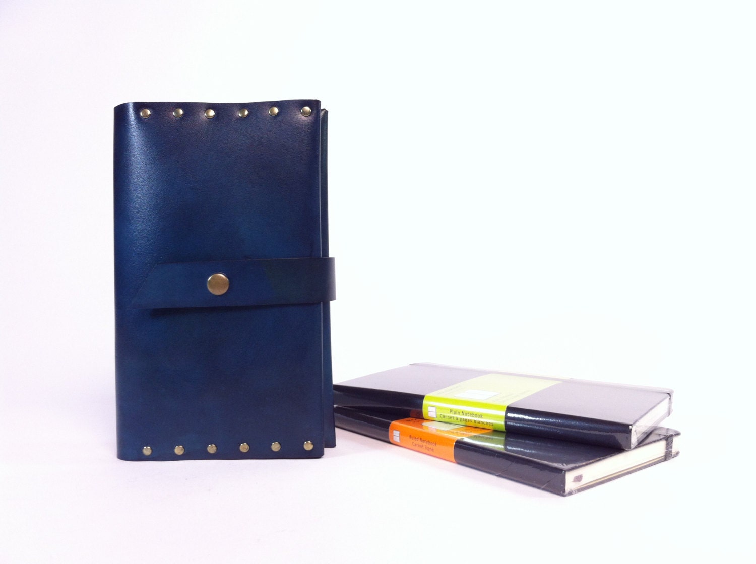 Refillable - Ocean blue Moleskine compatible hand dyed leather cover
