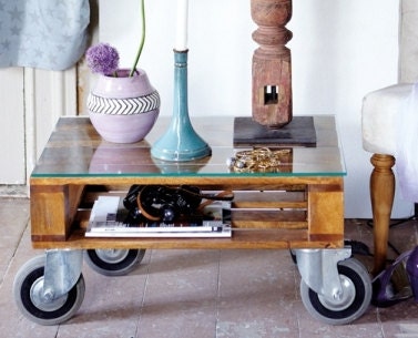 The Sami. Custom (made to order coffee table) . Reclaimed pallet wood. Glass not included..