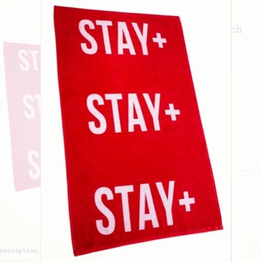 Red Stay Positive New York Terrycloth Beach Towel