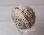 Vintage Lace & Navy Silk with Pearls Elastic Headband Photography Prop
