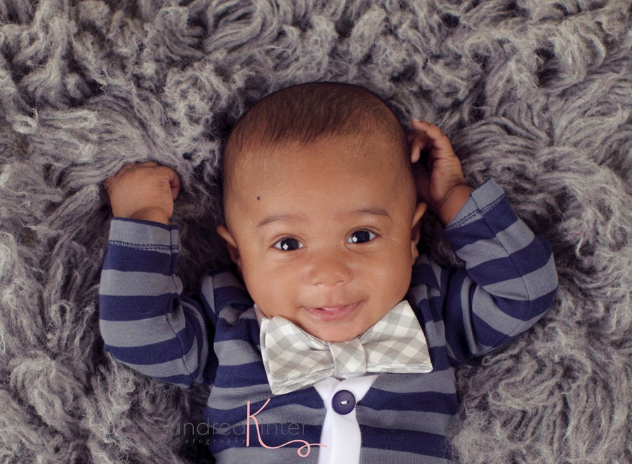 Cardigan and Bow Tie Onesie Set - Navy and Grey Gingham - Trendy Baby Boy