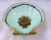Vintage Blue Shell Shape Dish - Trinket or Soap