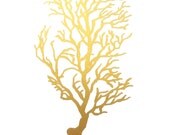Art Print 24K Gold Original Coral Painting on Paper 8.5x11 by Jennifer Latimer