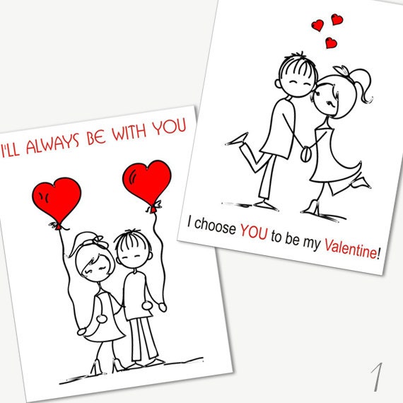 DIY Printable Valentine card - Set of 2 designs
