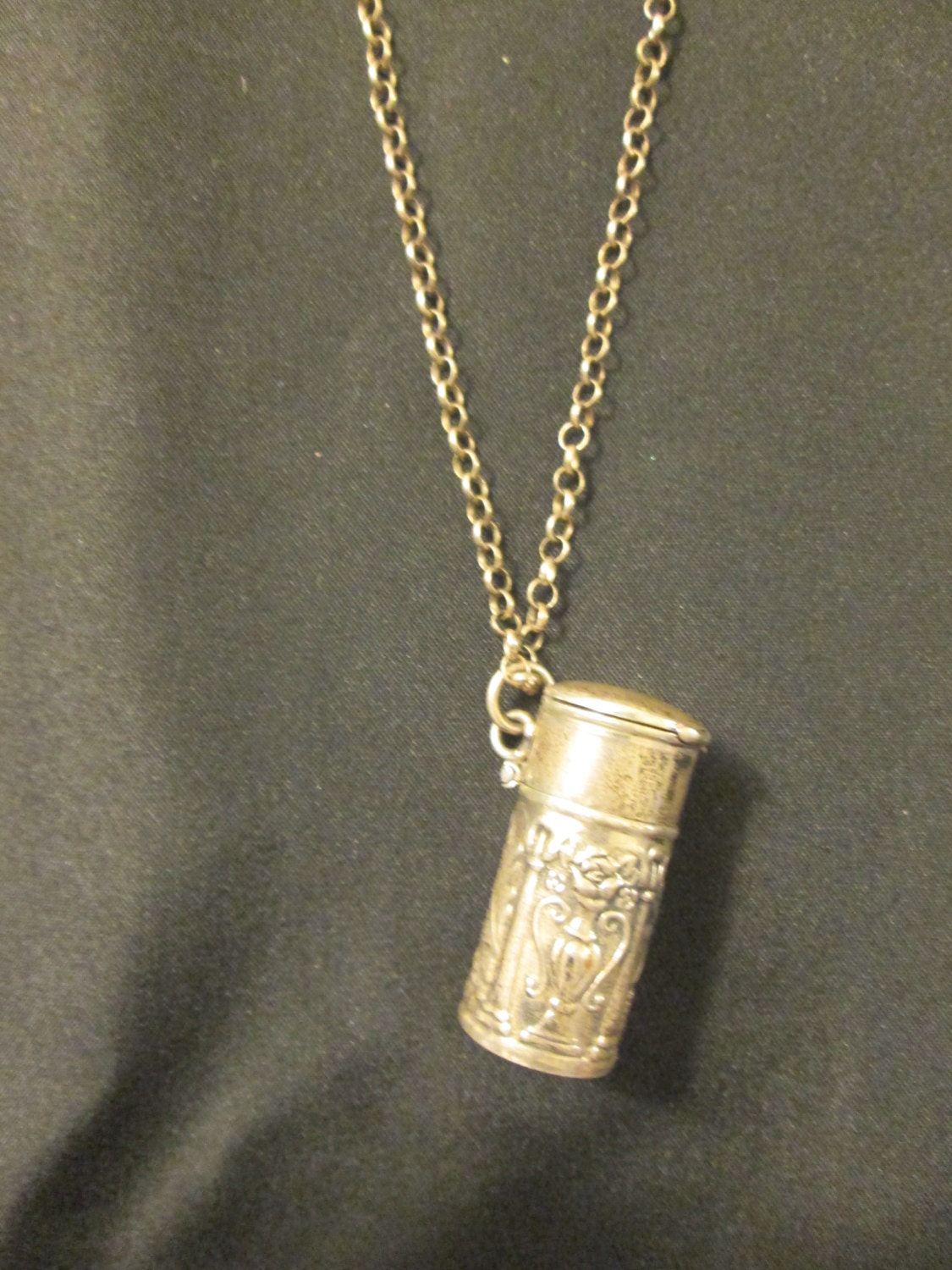 Sterling Silver Pill Box Pendant with Chain by