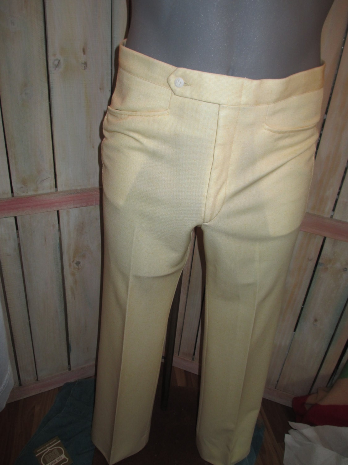 Mens GOLF dress slacks 1960s Jaymar Sansabelt creamy yellow beauties size Waist- 33"  Inseam- 31"