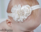 Vintage Ivory Rosette Shabby Headband Shabby chic Headband Baby headband flower headband baby girl headband