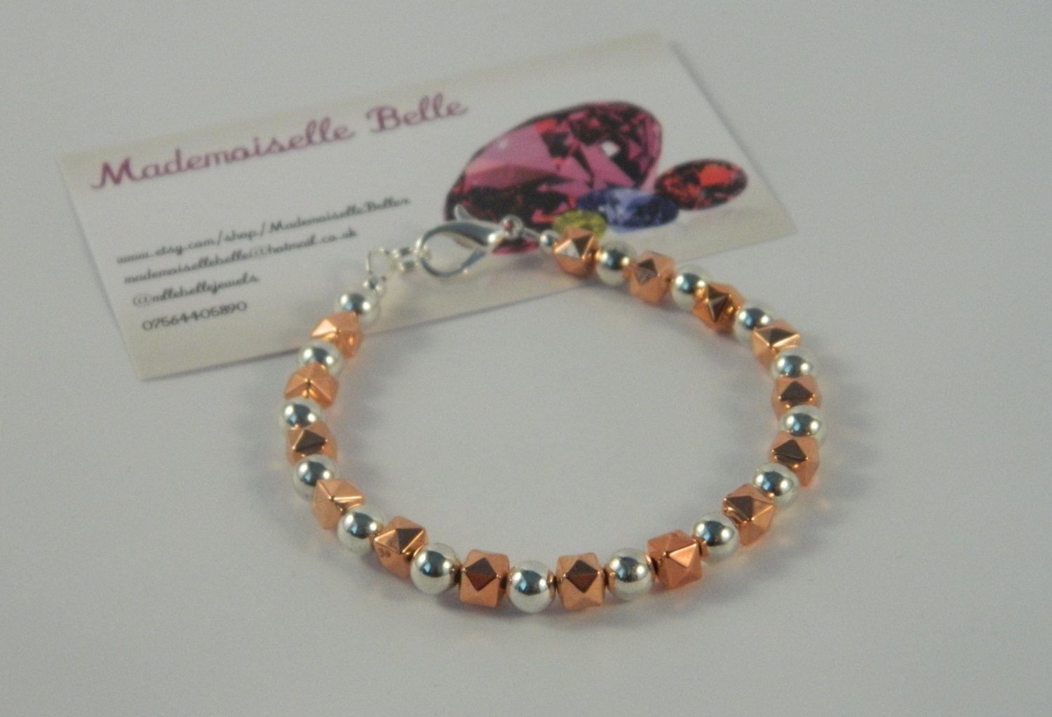 Rose gold and silver layering bracelet - handmade in Scotland