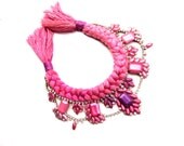 Statement necklace - painted rhinestone necklace, bib necklace, ombre necklace