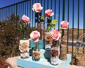 RUSTIC WEDDING CENTERPIECES: Twenty Vintage Bottles and Jars. Rustic Farm House Wedding. Burlap and Lace Mason Jars and Vases
