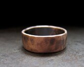 10% OFF 14k rose gold custom rustic wedding band, 8 mm