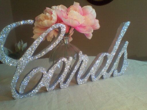 Cards Sign with Silver Glitter flakes