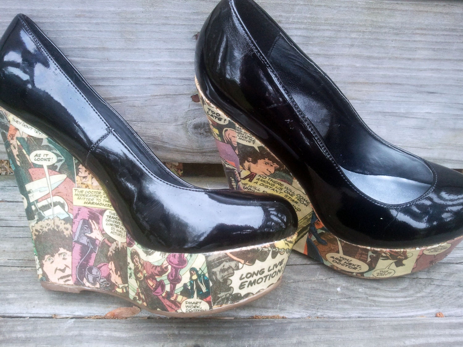 Dr. Who Custom Comic Book Wedges - Marvel Dr. Who - Comic Book Heels