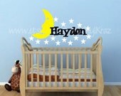 Personalized Moon and Stars Decal