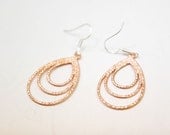 Layered Teardrop Earrings, Matte Rose Gold Plated, Simple, Everyday, Minimalist, Wedding Jewelry, Bridal Jewelry, Custom Orders Welcome