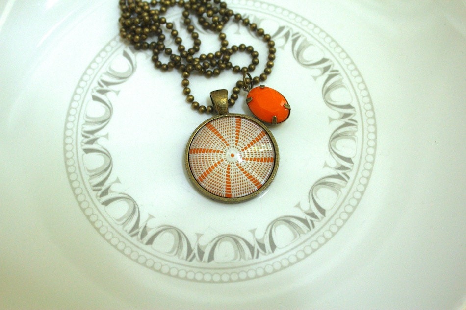 Coral Orange Doily Necklace