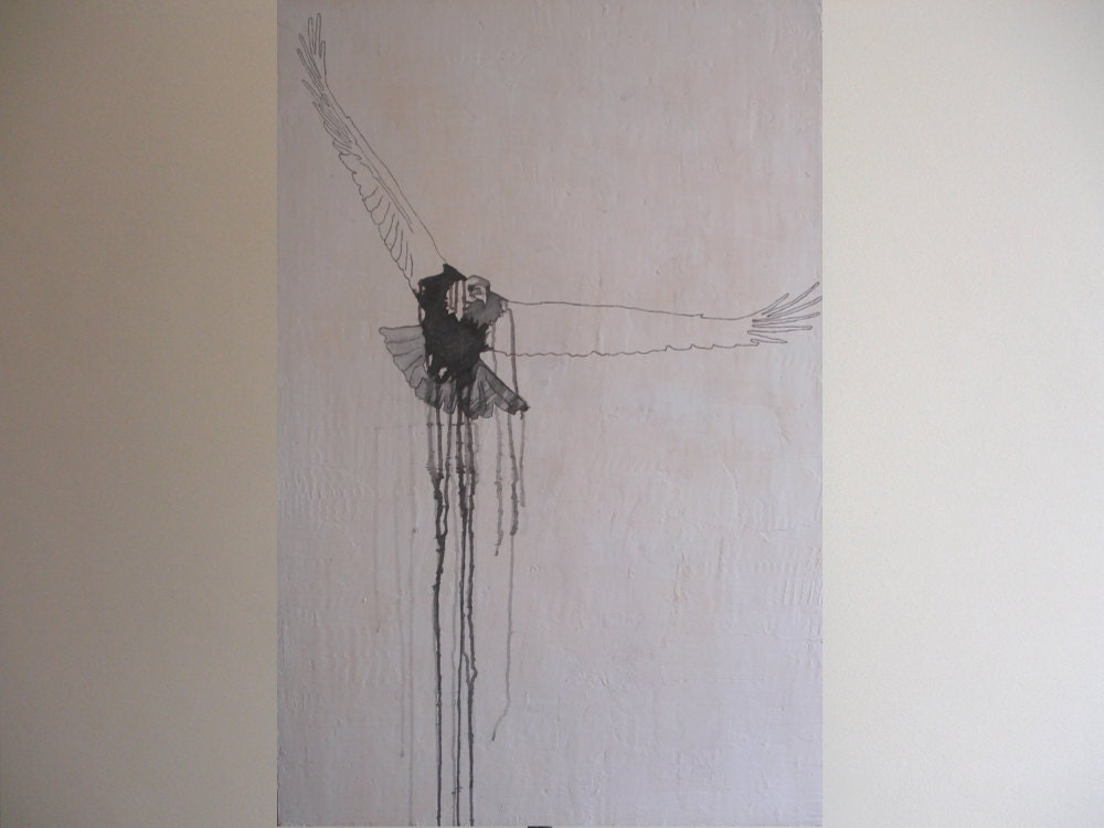 LARGE original eagle art sale, expressive eagle painting, Modern art on canvas by Ricardo Machado  (47.2 x 31.5 inches)