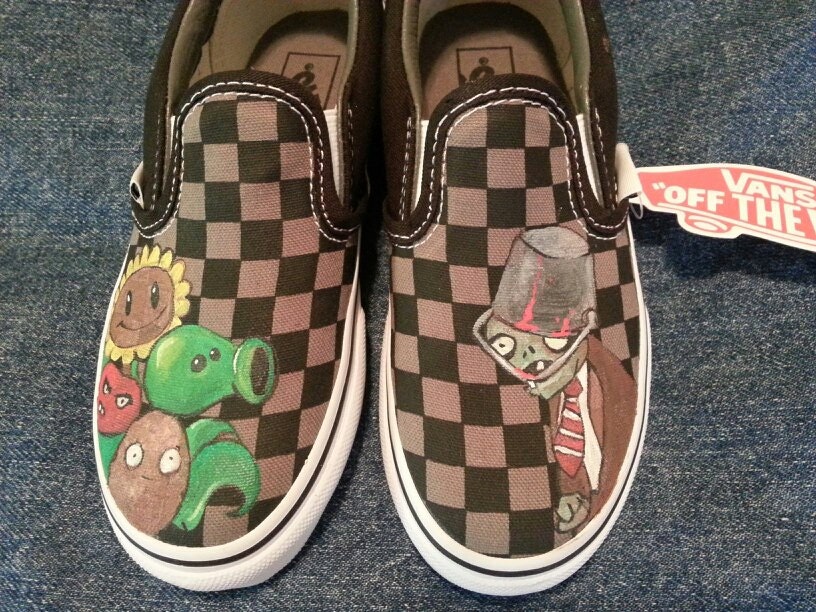 Hand-painted Plants vs. Zombies on Vans shoes