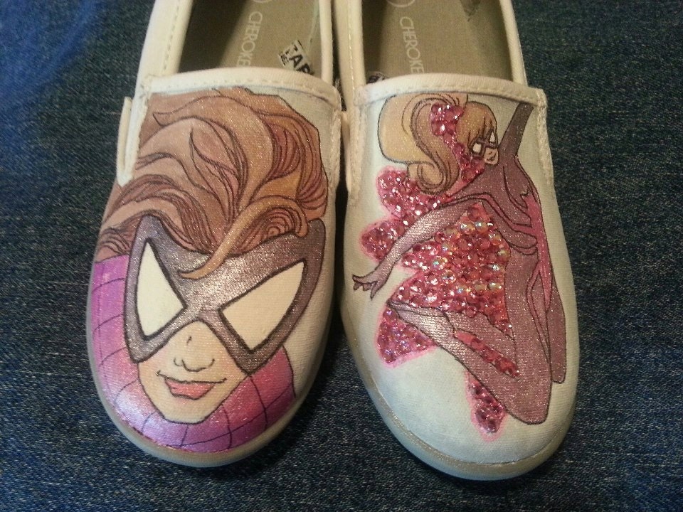 Hand-painted Spiderwoman/ Spidergirl on Vans or TOMS shoes