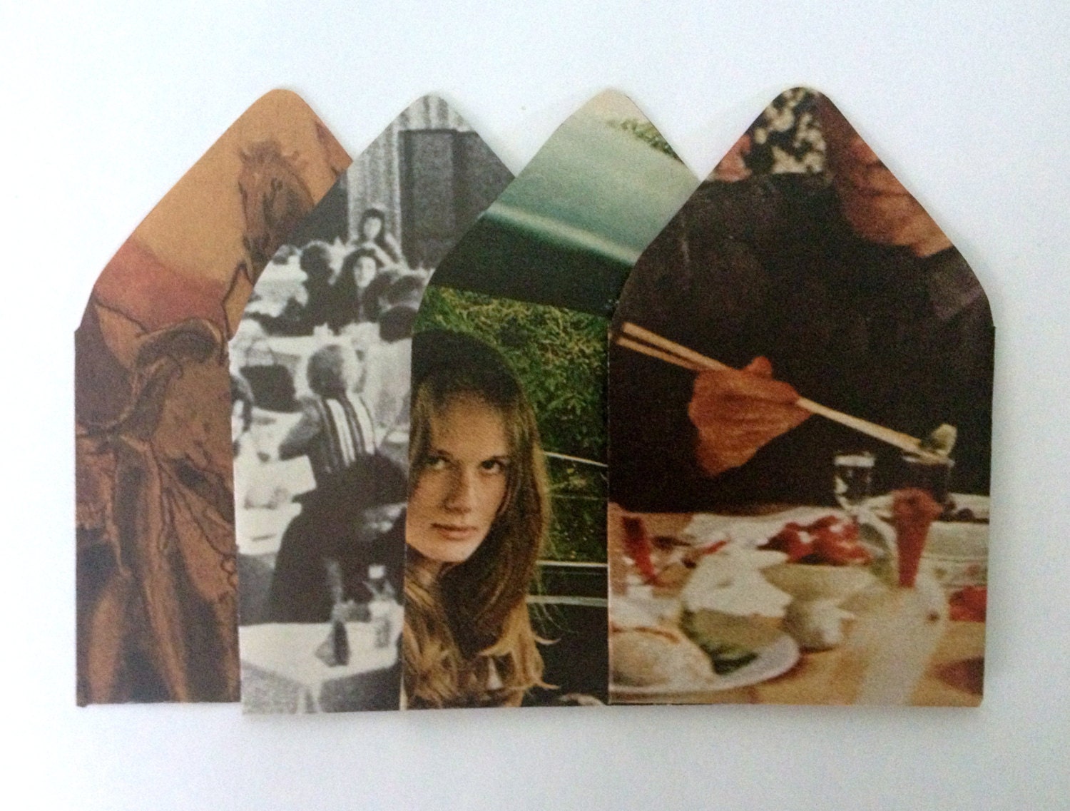 16 Mini Envelopes from 1960s Magazines - Square - Handmade - OOAK