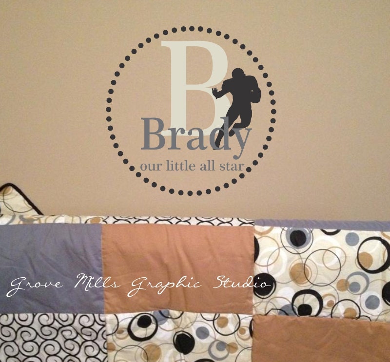 Football Wall Decal - Custom Football Wall Decal - Sports wall decal - Boys name wall decal - boys wall decal