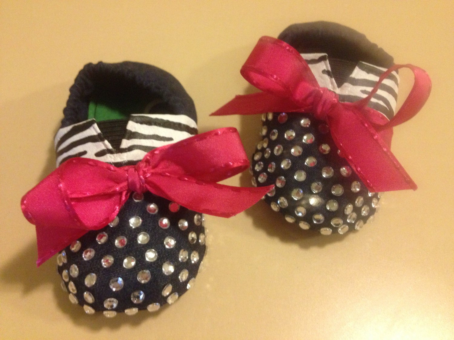 Items similar to Tom Inspired Zebra Rhinestone Baby Shoes on Etsy